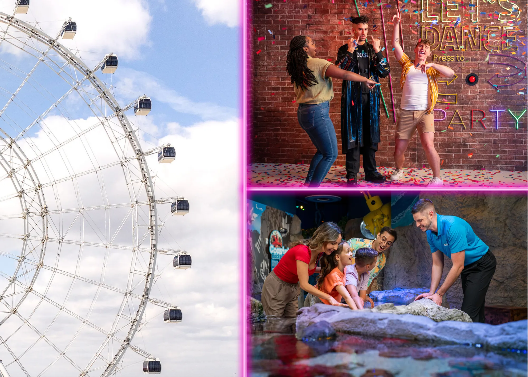 Collage showcasing the 3 Orlando attractions at Icon Park